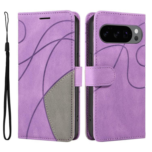 For Google Pixel 10 5G / 10 Pro 5G Global Dual-color Splicing Flip Leather Phone Case(Purple) - Google Cases by buy2fix | Online Shopping UK | buy2fix