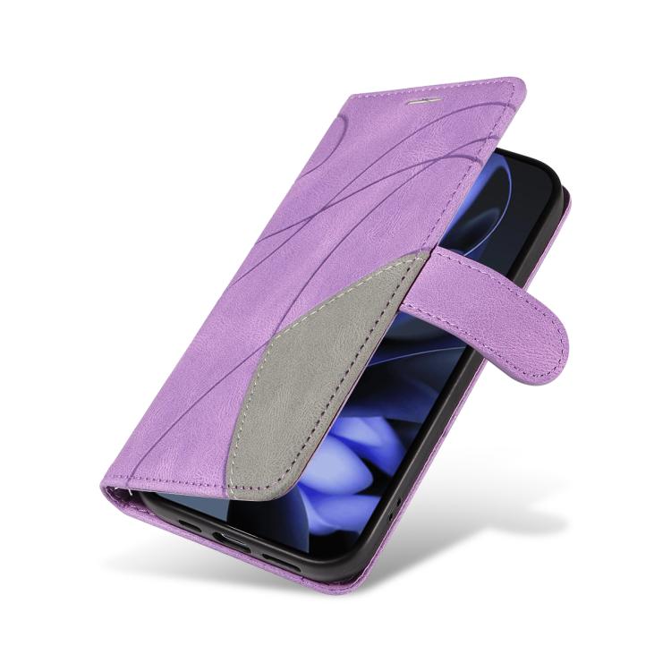 For Google Pixel 10 5G / 10 Pro 5G Global Dual-color Splicing Flip Leather Phone Case(Purple) - Google Cases by buy2fix | Online Shopping UK | buy2fix