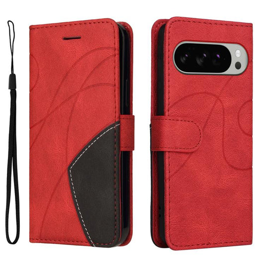 For Google Pixel 10 Pro XL 5G Global Dual-color Splicing Flip Leather Phone Case(Red) - Google Cases by buy2fix | Online Shopping UK | buy2fix