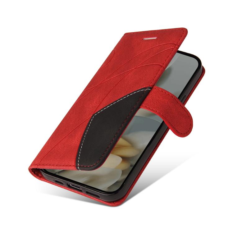 For Google Pixel 10 Pro XL 5G Global Dual-color Splicing Flip Leather Phone Case(Red) - Google Cases by buy2fix | Online Shopping UK | buy2fix