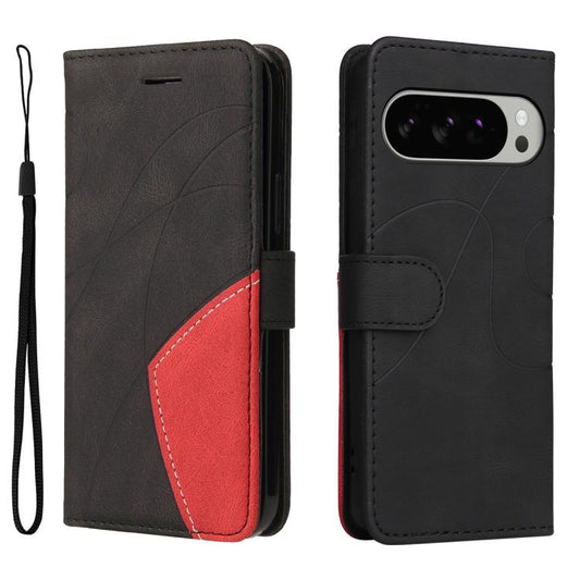 For Google Pixel 10 Pro XL 5G Global Dual-color Splicing Flip Leather Phone Case(Black) - Google Cases by buy2fix | Online Shopping UK | buy2fix