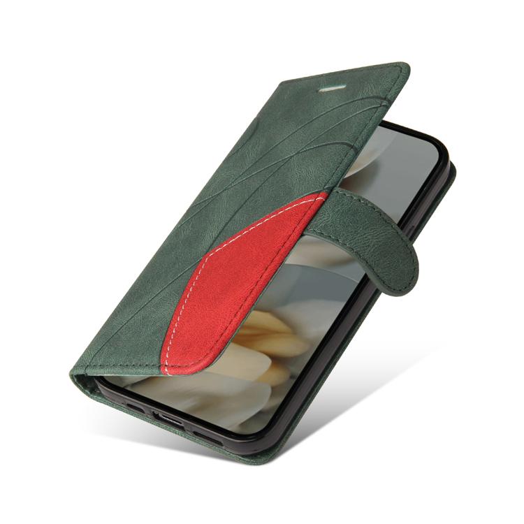 For Google Pixel 10 Pro XL 5G Global Dual-color Splicing Flip Leather Phone Case(Green) - Google Cases by buy2fix | Online Shopping UK | buy2fix