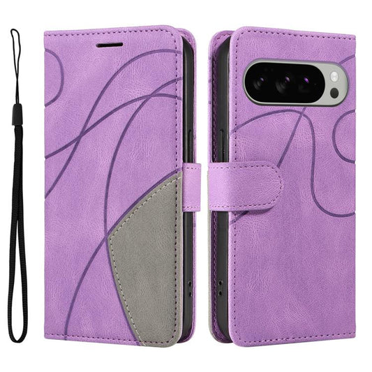 For Google Pixel 10 Pro XL 5G Global Dual-color Splicing Flip Leather Phone Case(Purple) - Google Cases by buy2fix | Online Shopping UK | buy2fix