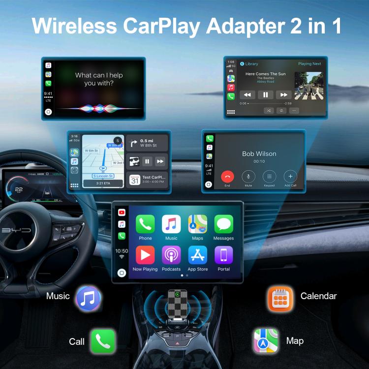 2 in 1 mini USB Wired to Wireless Car CarPlay / Android Auto Box Adapter(Silver) - Bluetooth Adapters by buy2fix | Online Shopping UK | buy2fix