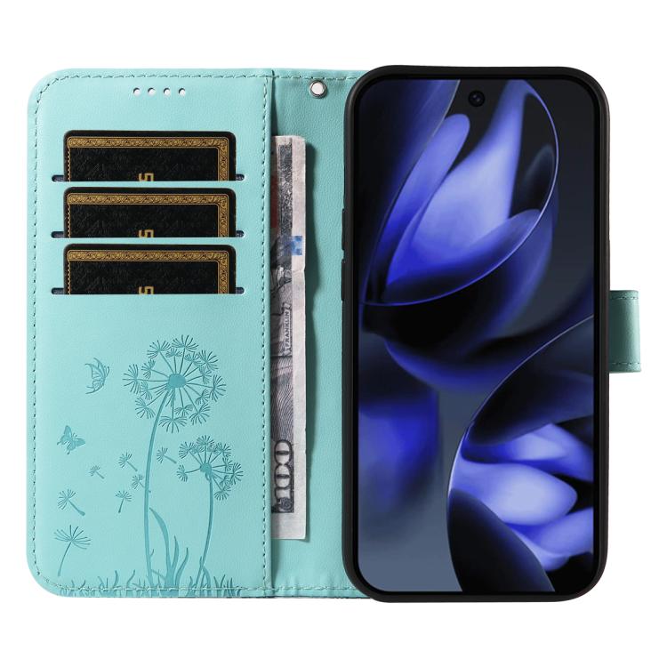 For Google Pixel 10 5G / 10 Pro 5G Global Dandelion Embossed Pattern Flip Leather Phone Case(Green) - Google Cases by buy2fix | Online Shopping UK | buy2fix