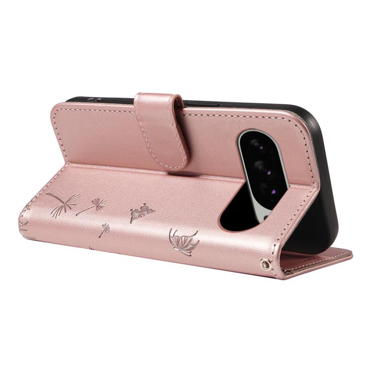 For Google Pixel 10 Pro XL 5G Global Dandelion Embossed Pattern Flip Leather Phone Case(Rose Gold) - Google Cases by buy2fix | Online Shopping UK | buy2fix