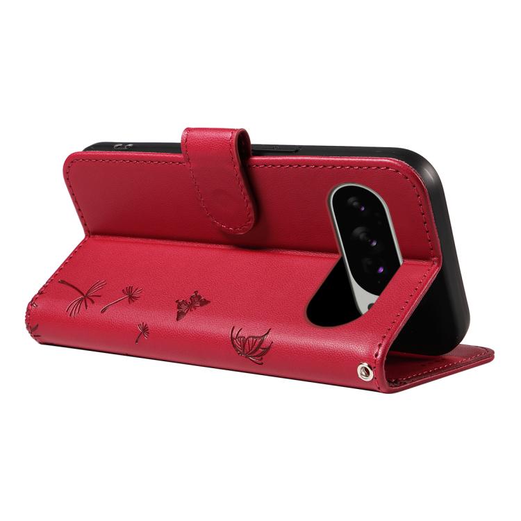 For Google Pixel 10 Pro XL 5G Global Dandelion Embossed Pattern Flip Leather Phone Case(Red) - Google Cases by buy2fix | Online Shopping UK | buy2fix