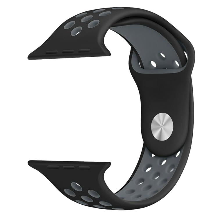 For Apple Watch 42mm / 41mm / 40mm / 38mm xDfind Two Color Silicone Sports Watch Band(Black Grey) - Watch Bands by xDfind | Online Shopping UK | buy2fix