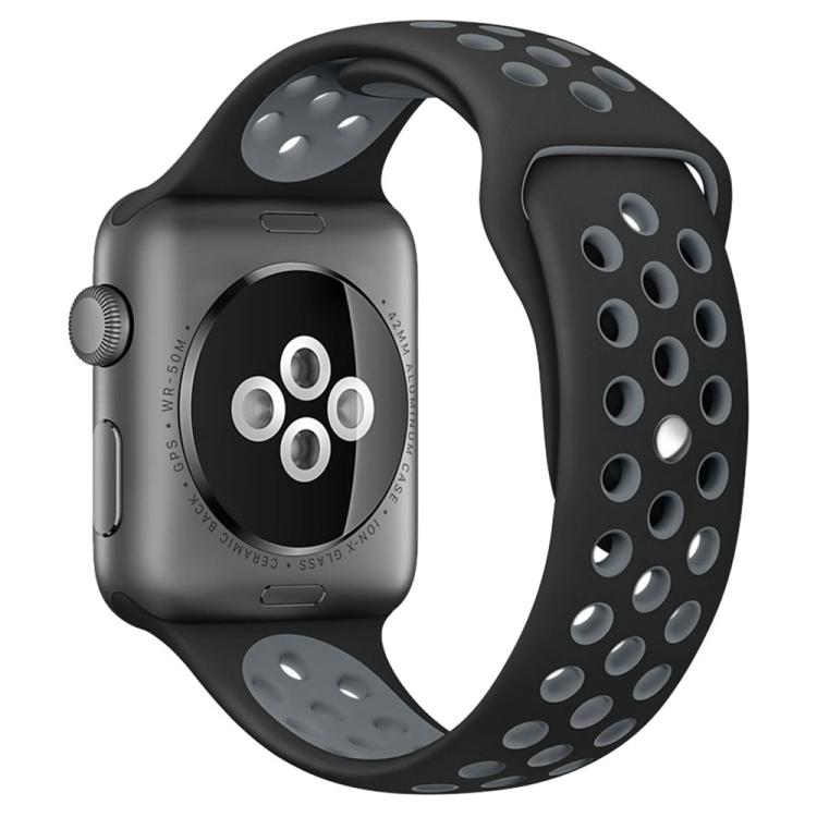 For Apple Watch 42mm / 41mm / 40mm / 38mm xDfind Two Color Silicone Sports Watch Band(Black Grey) - Watch Bands by xDfind | Online Shopping UK | buy2fix