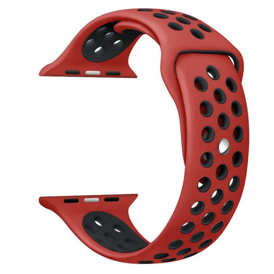 For Apple Watch 42mm / 41mm / 40mm / 38mm xDfind Two Color Silicone Sports Watch Band(Red Black) - Watch Bands by xDfind | Online Shopping UK | buy2fix