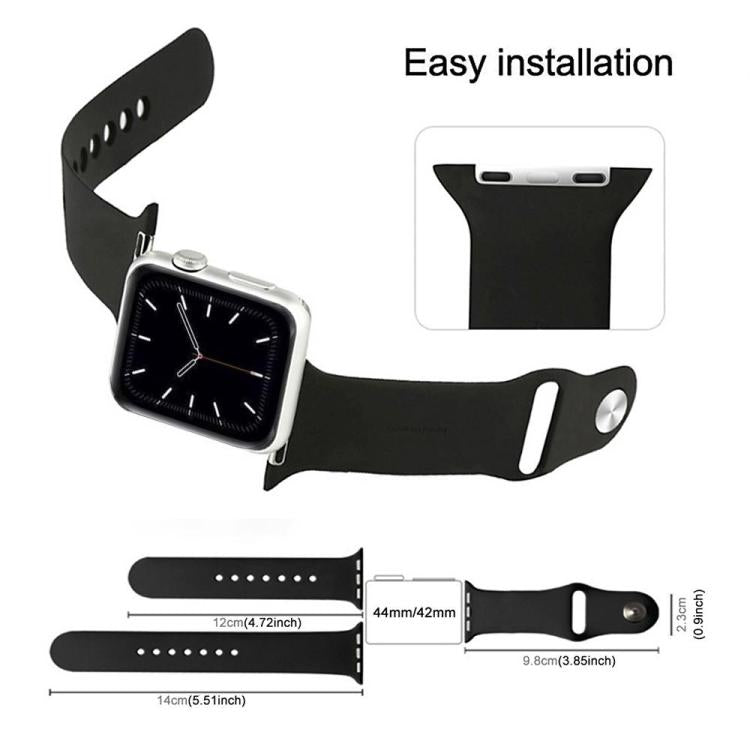 For Apple Watch 46mm / 49mm / 45mm / 44mm xDfind Solid Color Silicone Sports Watch Band(Black) - Watch Bands by xDfind | Online Shopping UK | buy2fix