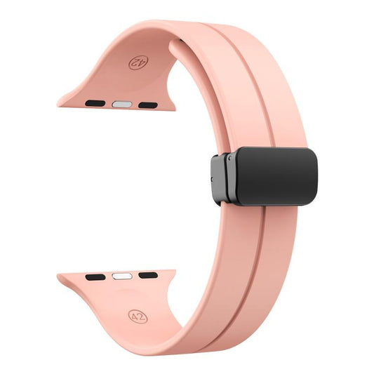 For Apple Watch 42mm / 41mm / 40mm / 38mm xDfind Solid Color Magnetic Buckle Silicone Watch Band(Pink) - Watch Bands by xDfind | Online Shopping UK | buy2fix