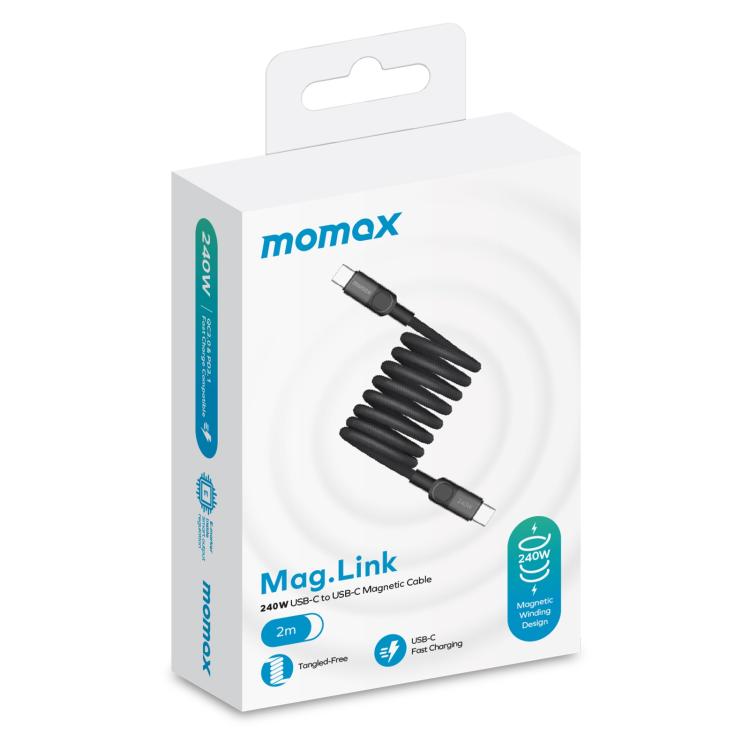 Momax Mag.Link Magnetic 240W USB-C / Type-C to USB-C / Type-C Data Cable, Length:2m(Black) - USB-C & Type-C Cable by MOMAX | Online Shopping UK | buy2fix
