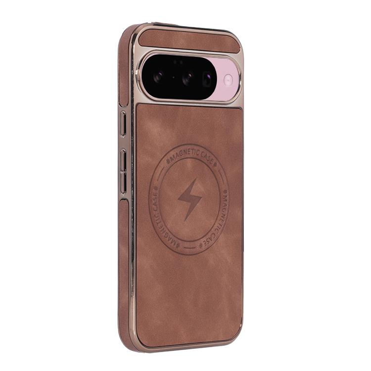 For Google Pixel 10 / 10 Pro Electroplated PC Sheepskin Invisible Magnetic MagSafe Phone Case(Brown) - Google Cases by buy2fix | Online Shopping UK | buy2fix