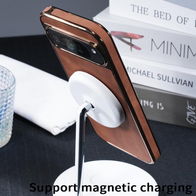 For Google Pixel 10 Pro XL Electroplated PC Sheepskin Invisible Magnetic MagSafe Phone Case(Brown) - Google Cases by buy2fix | Online Shopping UK | buy2fix