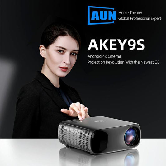 AUN AKEY9S 1080P 1000ANSI Autofocus WIFI Display Smart Projector, US Plug(Black) - LED Projector by AUN | Online Shopping UK | buy2fix