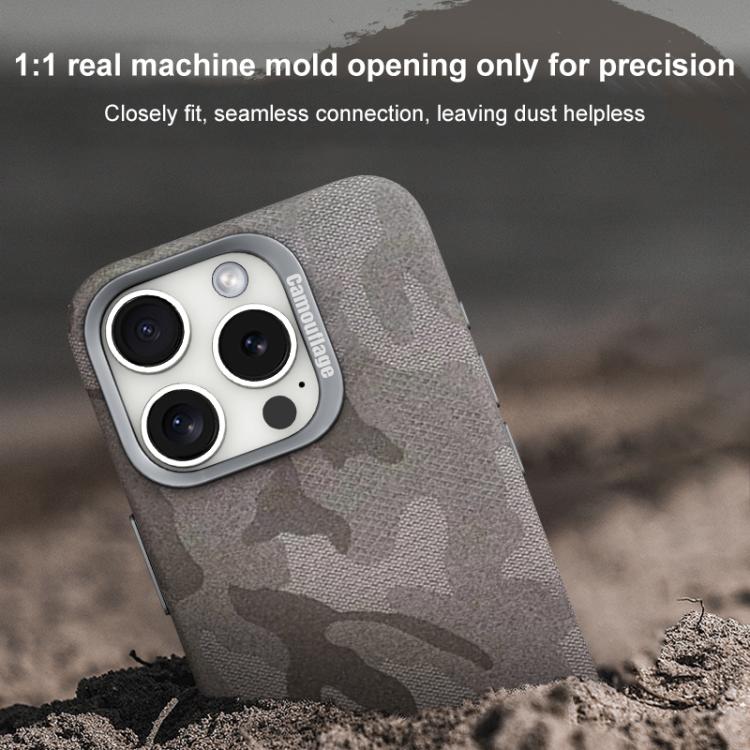For iPhone 14 Camouflage Leather Metal Frame MagSafe PC Phone Case(Blue) - iPhone 14 Cases by buy2fix | Online Shopping UK | buy2fix