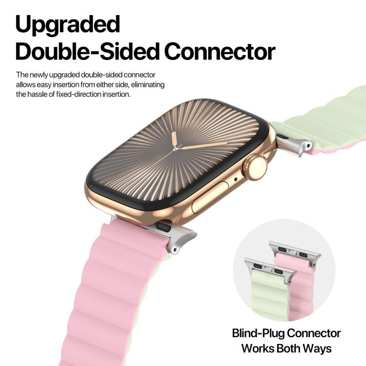 For Apple Watch 46mm / 49mm / 45mm / 44mm DUX DUCIS SD Series Double-Sided Blind Insert Silicone Magnetic Watch Strap(Light Pink + Light Green) - Watch Bands by DUX DUCIS | Online Shopping UK | buy2fix