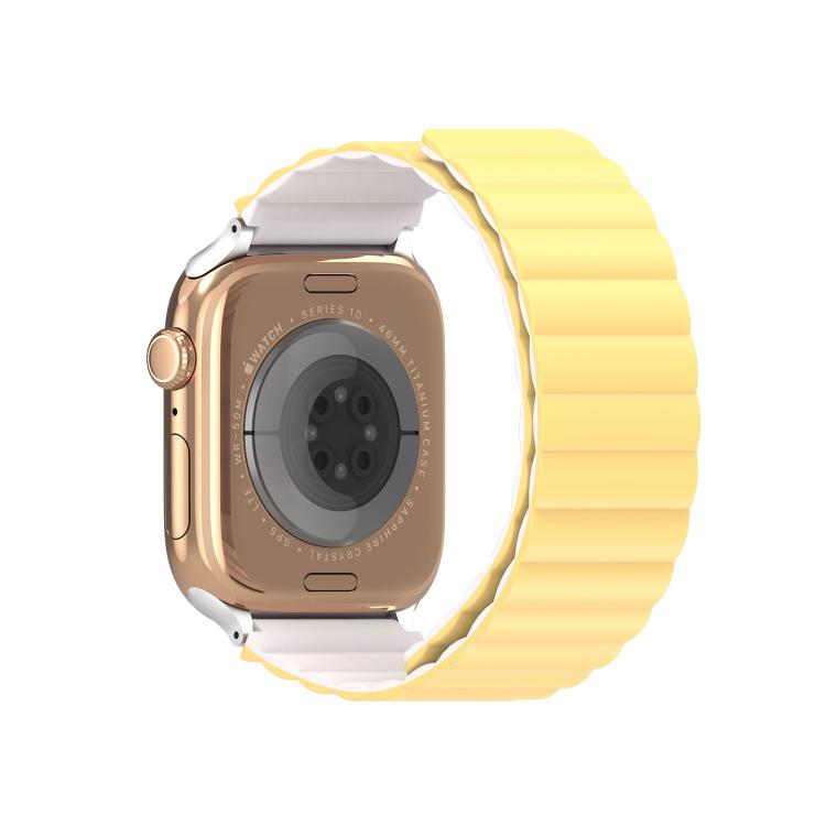 For Apple Watch 46mm / 49mm / 45mm / 44mm DUX DUCIS SD Series Double-Sided Blind Insert Silicone Magnetic Watch Strap(Light Yellow + Starlight) - Watch Bands by DUX DUCIS | Online Shopping UK | buy2fix