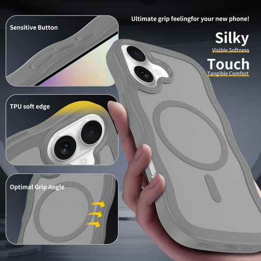 For iPhone 17 Skin Feel Wave Texture MagSafe Phone Case(Grey) - iPhone 17 Cases by buy2fix | Online Shopping UK | buy2fix