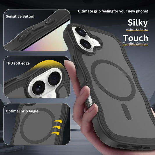For iPhone 17 Skin Feel Wave Texture MagSafe Phone Case(Black) - iPhone 17 Cases by buy2fix | Online Shopping UK | buy2fix
