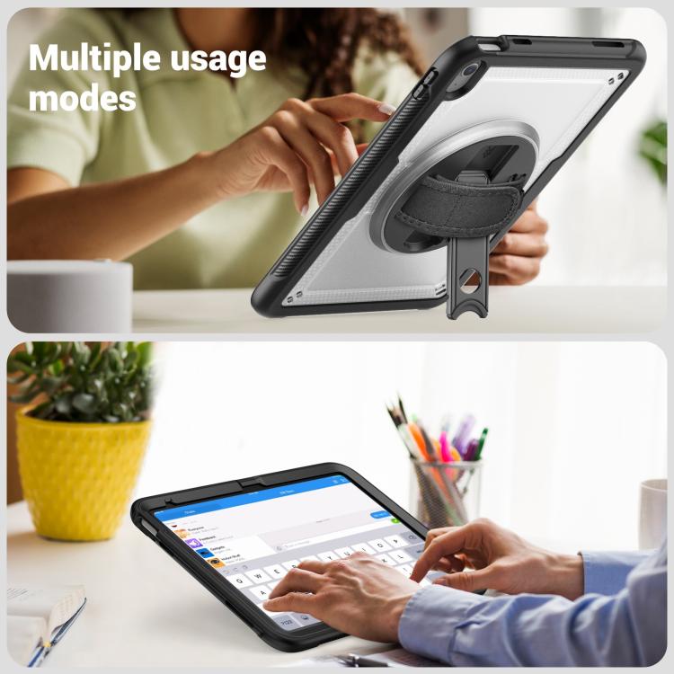 For iPad 2025 / 2022 Honeycomb Hand Grip Turntable Stand Tablet Case(Transparent) - iPad 2025 / 2022 Cases by buy2fix | Online Shopping UK | buy2fix