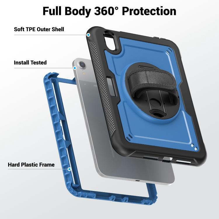 For iPad mini 2024 / mini 6 Honeycomb Hand Grip Turntable Stand Tablet Case(Navy Blue) - iPad mini 2024 Cases by buy2fix | Online Shopping UK | buy2fix