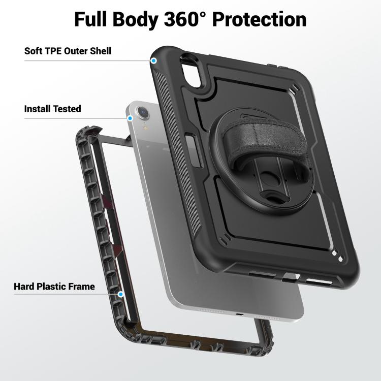 For iPad mini 2024 / mini 6 Honeycomb Hand Grip Turntable Stand Tablet Case(Black) - iPad mini 2024 Cases by buy2fix | Online Shopping UK | buy2fix