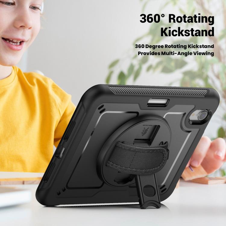 For iPad mini 2024 / mini 6 Honeycomb Hand Grip Turntable Stand Tablet Case(Black) - iPad mini 2024 Cases by buy2fix | Online Shopping UK | buy2fix