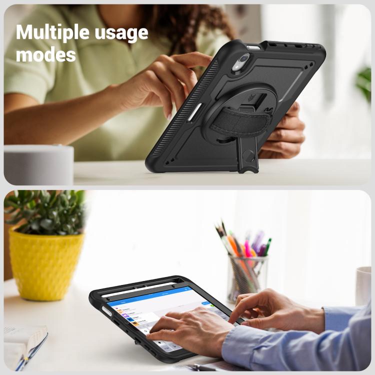 For iPad mini 2024 / mini 6 Honeycomb Hand Grip Turntable Stand Tablet Case(Black) - iPad mini 2024 Cases by buy2fix | Online Shopping UK | buy2fix