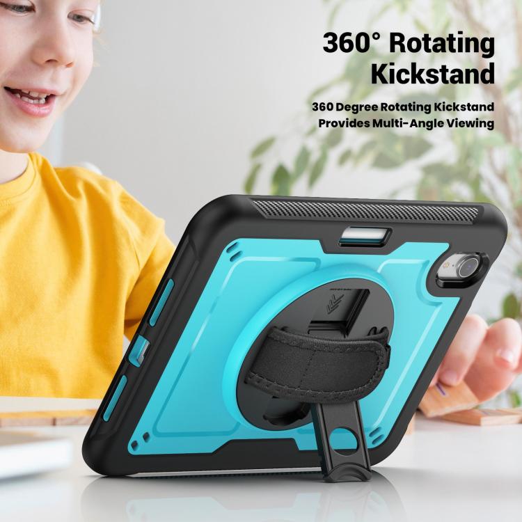 For iPad mini 2024 / mini 6 Honeycomb Hand Grip Turntable Stand Tablet Case(Light Blue) - iPad mini 2024 Cases by buy2fix | Online Shopping UK | buy2fix