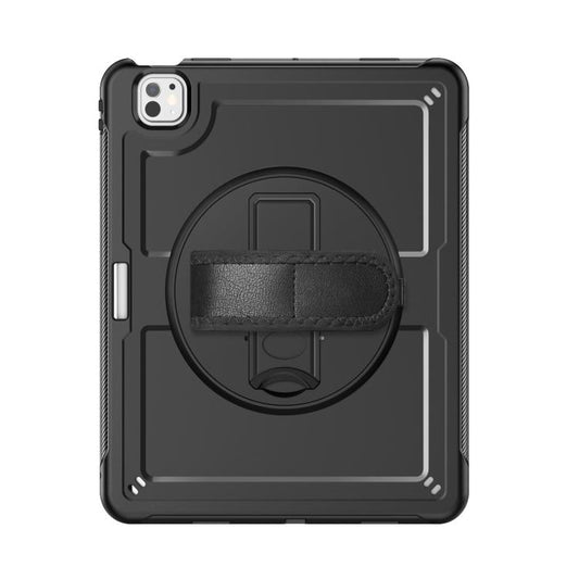 For iPad Pro 13 2024 Honeycomb Hand Grip Turntable Stand Tablet Case(Black) - iPad Pro 13 2024 Cases by buy2fix | Online Shopping UK | buy2fix