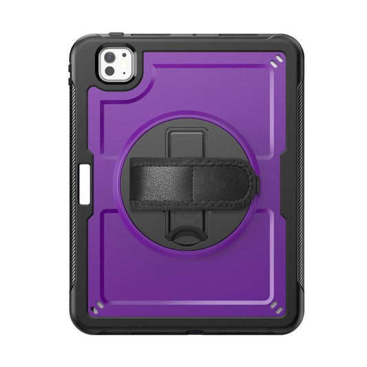 For iPad Pro 11 2024 Honeycomb Hand Grip Turntable Stand Tablet Case(Purple) - iPad Pro 11 2024 Cases by buy2fix | Online Shopping UK | buy2fix