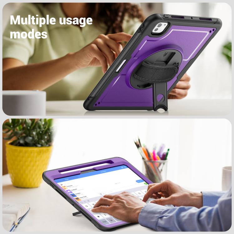 For iPad Pro 11 2024 Honeycomb Hand Grip Turntable Stand Tablet Case(Purple) - iPad Pro 11 2024 Cases by buy2fix | Online Shopping UK | buy2fix