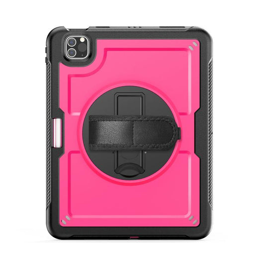 For iPad Air 2022 10.9 / Pro 11 2022 Honeycomb Hand Grip Turntable Stand Tablet Case(Rose Red) - iPad Pro 11 (2022/2021) Cases by buy2fix | Online Shopping UK | buy2fix