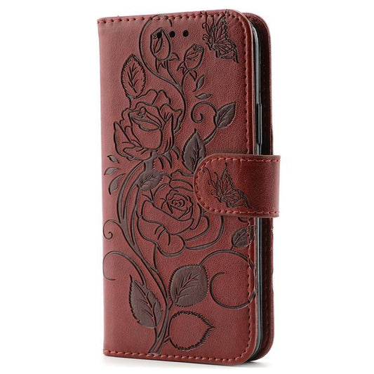 For iPhone Air Rose Butterfly Embossed Leather Phone Case(Brown) - iPhone Air Cases by buy2fix | Online Shopping UK | buy2fix