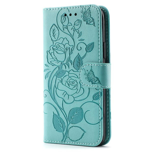 For Google Pixel 10 Pro XL Rose Butterfly Embossed Leather Phone Case(Green) - Google Cases by buy2fix | Online Shopping UK | buy2fix