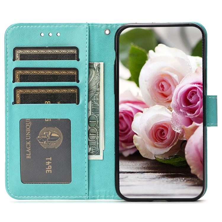 For Google Pixel 10 Pro XL Rose Butterfly Embossed Leather Phone Case(Green) - Google Cases by buy2fix | Online Shopping UK | buy2fix