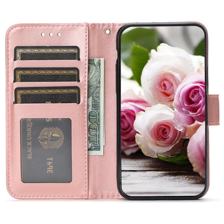 For Google Pixel 10 Pro XL Rose Butterfly Embossed Leather Phone Case(Rose Gold) - Google Cases by buy2fix | Online Shopping UK | buy2fix