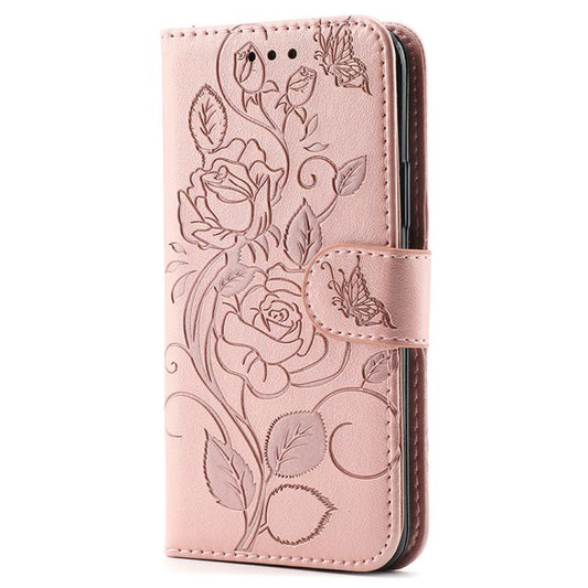 For Google Pixel 10 Pro XL Rose Butterfly Embossed Leather Phone Case(Brown) - Google Cases by buy2fix | Online Shopping UK | buy2fix