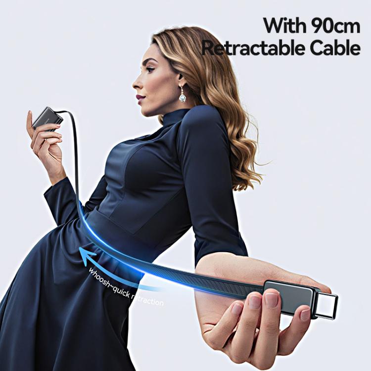 USAMS CC297 30W Fast Charger With Retractable USB-C / Type-C Cable, US Plug(White) - USB Charger by USAMS | Online Shopping UK | buy2fix