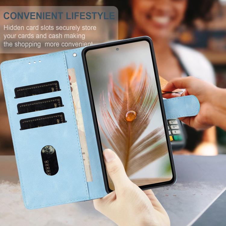 For Google Pixel 10 Pro Skin Feel Embossed Feather Leather Phone Case(Light Blue) - Google Cases by buy2fix | Online Shopping UK | buy2fix