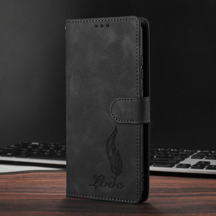 For Google Pixel 10 Pro Skin Feel Embossed Feather Leather Phone Case(Black) - Google Cases by buy2fix | Online Shopping UK | buy2fix