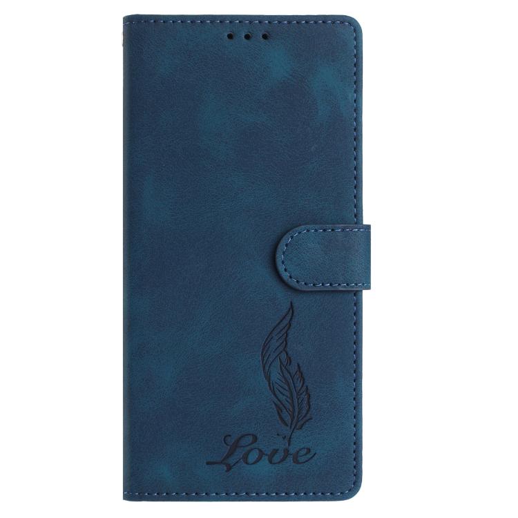 For Google Pixel 10 Pro Skin Feel Embossed Feather Leather Phone Case(Dark Blue) - Google Cases by buy2fix | Online Shopping UK | buy2fix