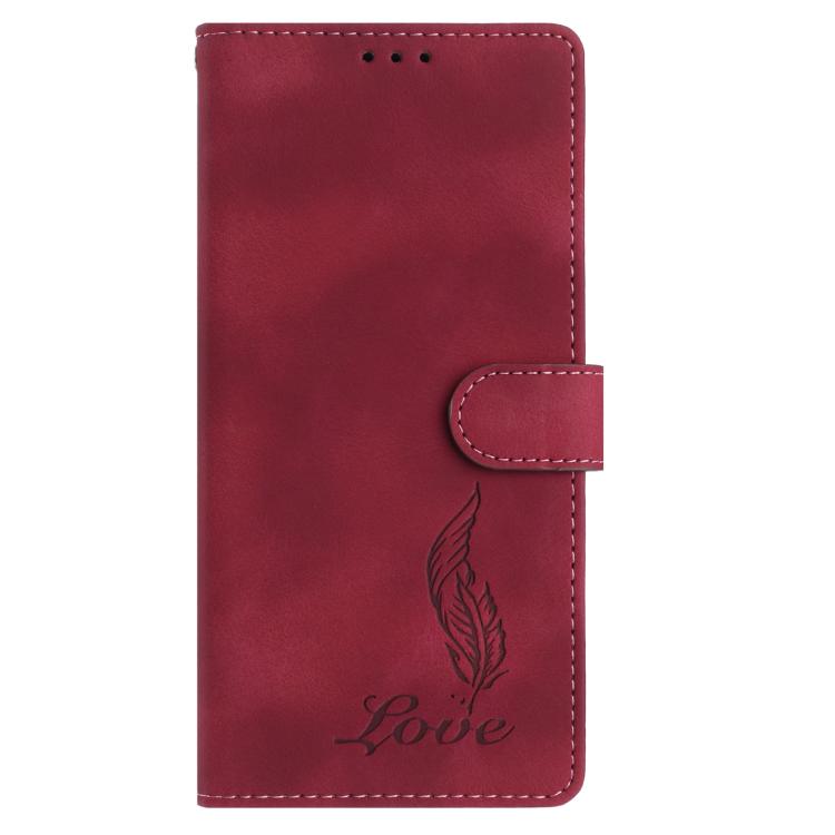 For Google Pixel 10 Pro Skin Feel Embossed Feather Leather Phone Case(Red) - Google Cases by buy2fix | Online Shopping UK | buy2fix