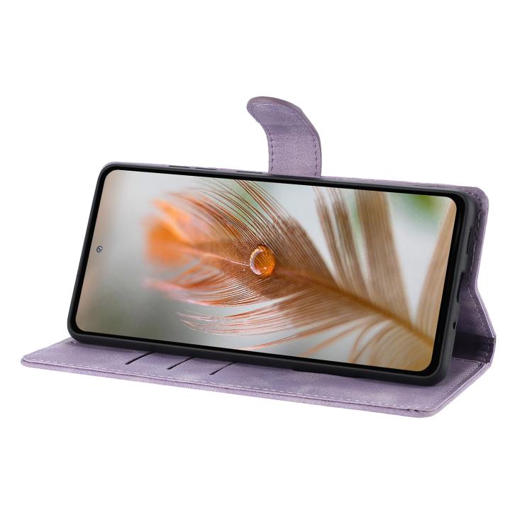 For Google Pixel 10 Skin Feel Embossed Feather Leather Phone Case(Purple) - Google Cases by buy2fix | Online Shopping UK | buy2fix