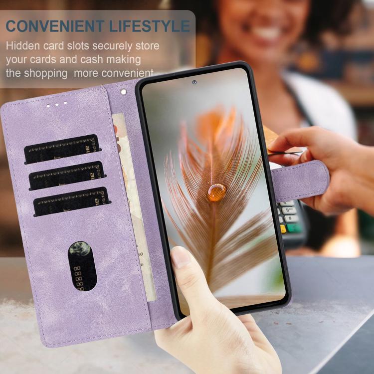 For Google Pixel 10 Skin Feel Embossed Feather Leather Phone Case(Purple) - Google Cases by buy2fix | Online Shopping UK | buy2fix