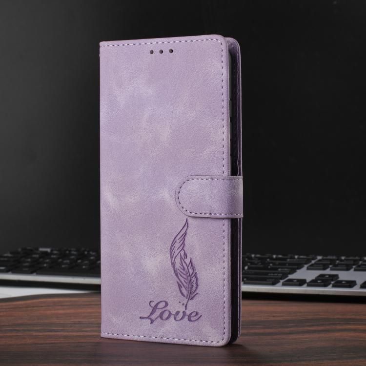 For Google Pixel 10 Skin Feel Embossed Feather Leather Phone Case(Purple) - Google Cases by buy2fix | Online Shopping UK | buy2fix