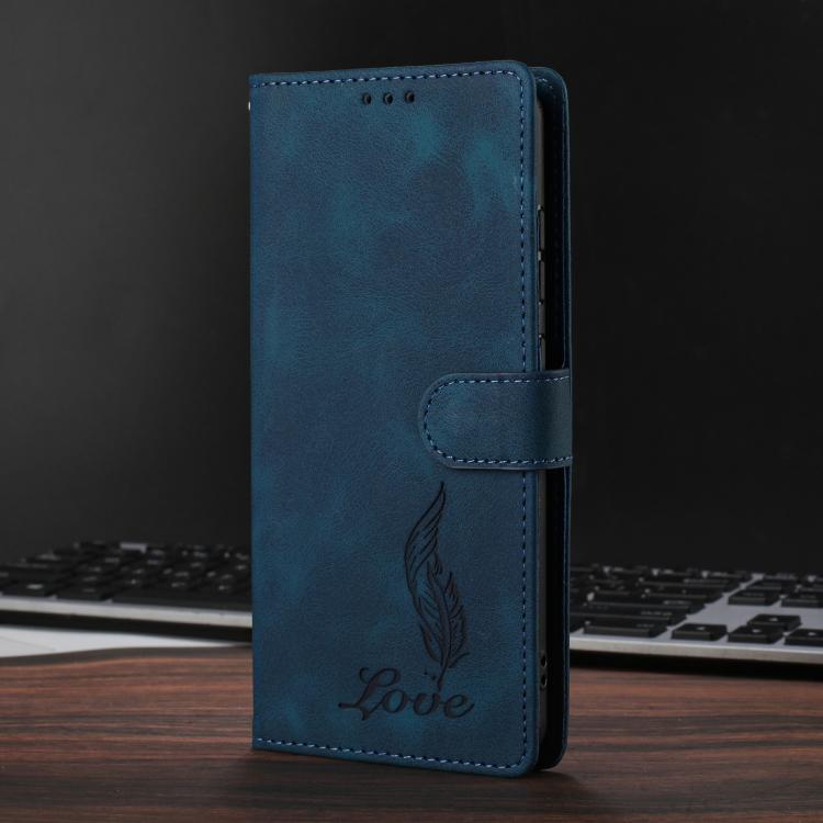 For Google Pixel 10 Skin Feel Embossed Feather Leather Phone Case(Dark Blue) - Google Cases by buy2fix | Online Shopping UK | buy2fix