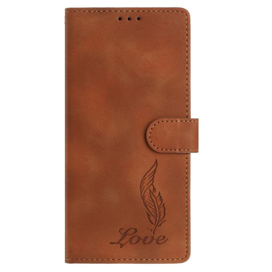 For Google Pixel 10 Skin Feel Embossed Feather Leather Phone Case(Brown) - Google Cases by buy2fix | Online Shopping UK | buy2fix